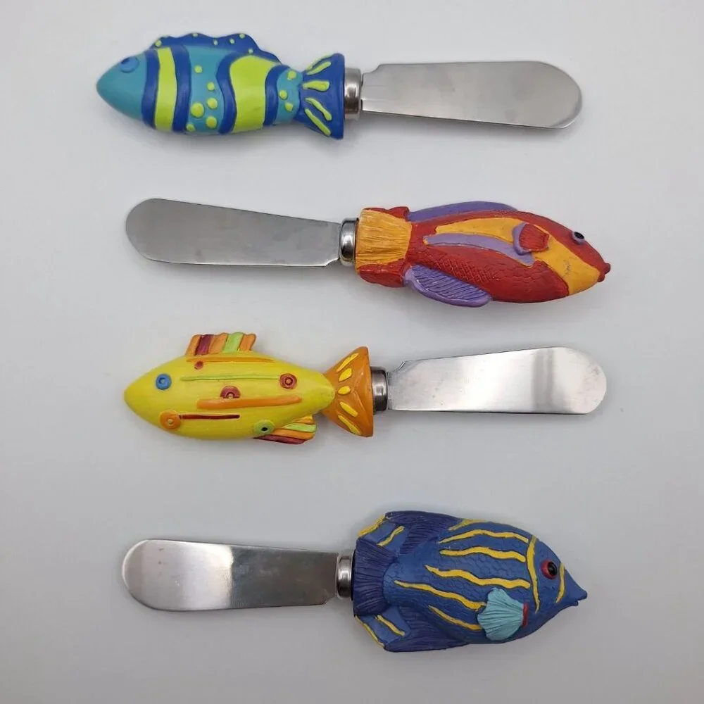 Boston Warehouse Fish Cheese Knives Knife‎ Set Small Colorful Nautical Sea Beach